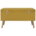 Tabourets de rangement lot de 3 Jaune moutarde Velours – Image 10