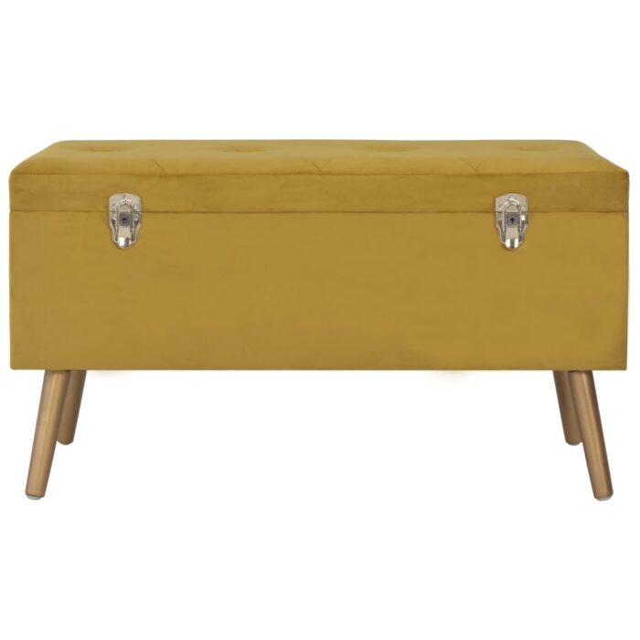 Tabourets de rangement lot de 3 Jaune moutarde Velours – Image 10