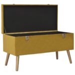 Tabourets de rangement lot de 3 Jaune moutarde Velours – Image 11