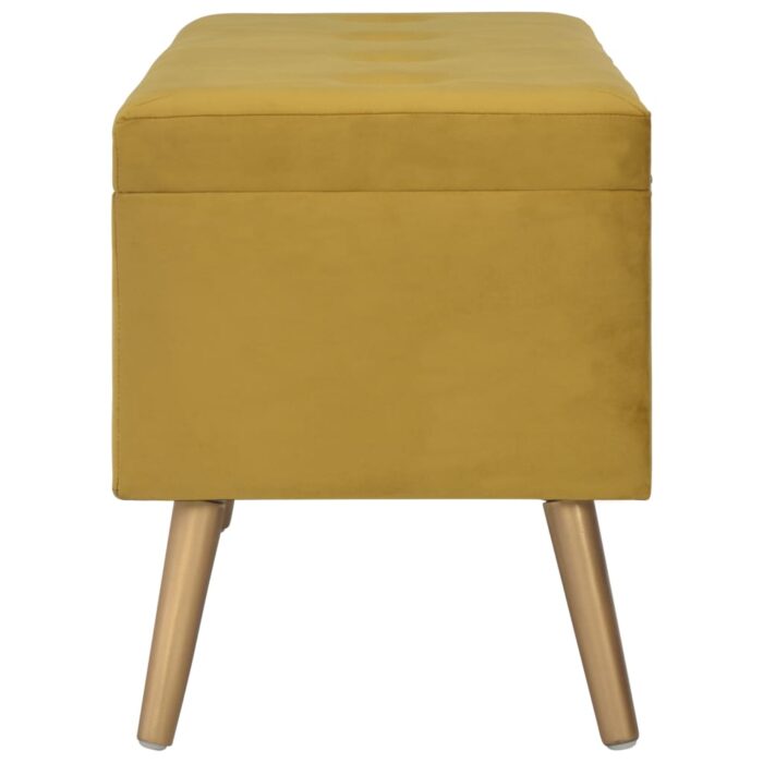 Tabourets de rangement lot de 3 Jaune moutarde Velours – Image 12