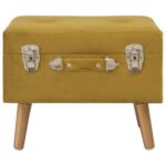 Tabourets de rangement lot de 3 Jaune moutarde Velours – Image 2