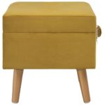Tabourets de rangement lot de 3 Jaune moutarde Velours – Image 4