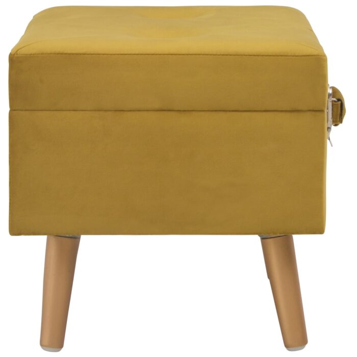 Tabourets de rangement lot de 3 Jaune moutarde Velours – Image 4