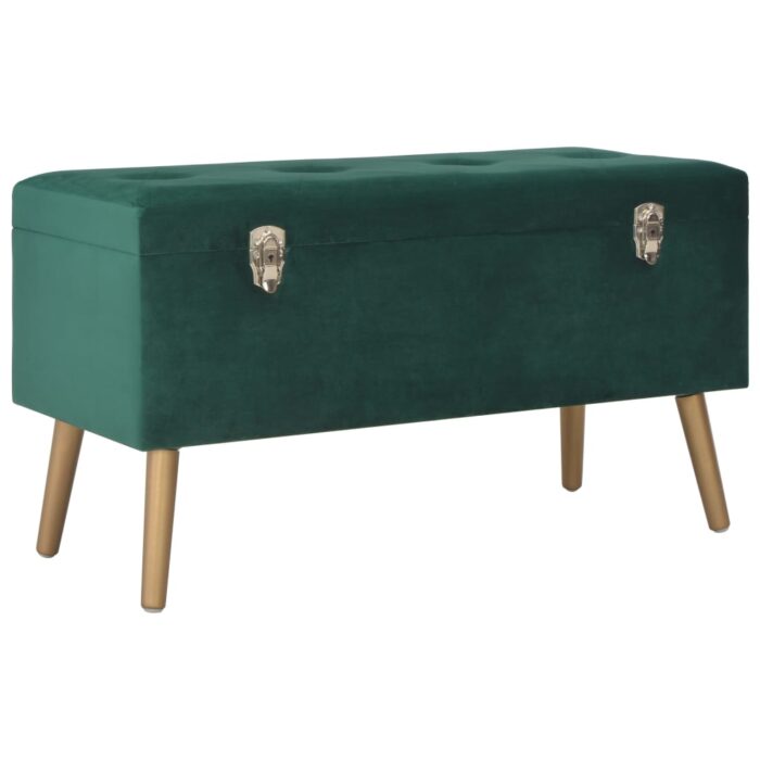 Banc avec compartiment de rangement 80 cm Vert Velours – Image 1