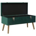 Banc avec compartiment de rangement 80 cm Vert Velours – Image 2