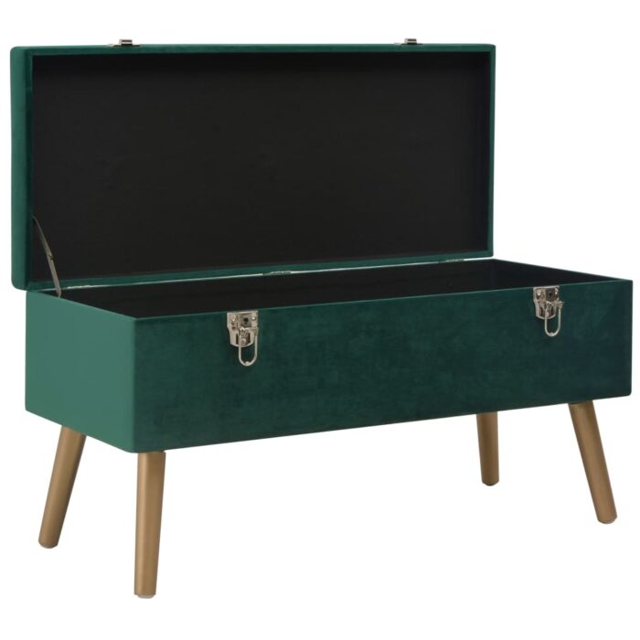 Banc avec compartiment de rangement 80 cm Vert Velours – Image 2