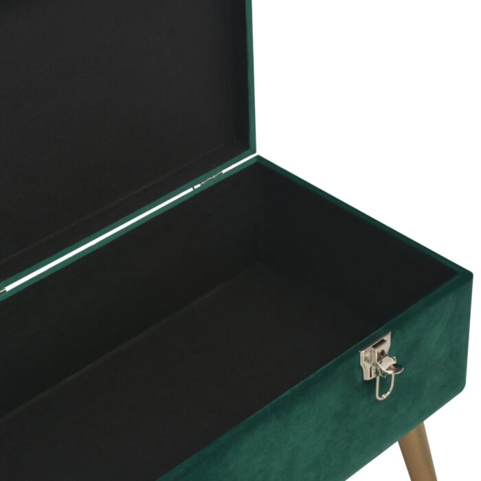 Banc avec compartiment de rangement 80 cm Vert Velours – Image 4