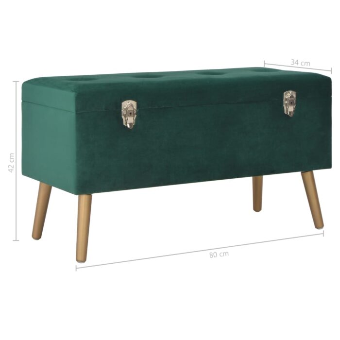 Banc avec compartiment de rangement 80 cm Vert Velours – Image 6