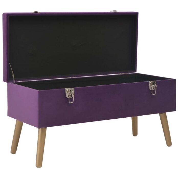 Banc avec compartiment de rangement 80 cm Violet Velours – Image 2