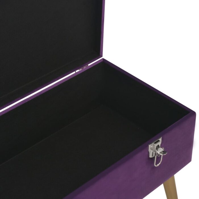 Banc avec compartiment de rangement 80 cm Violet Velours – Image 4