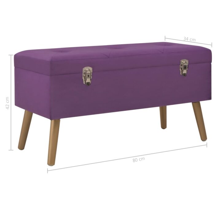 Banc avec compartiment de rangement 80 cm Violet Velours – Image 6