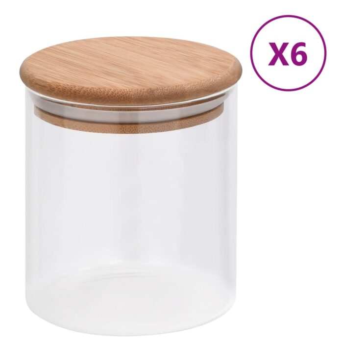 VXL8720286351055_a_en_hd_1.jpg Pots de conservation en verre couvercle en bambou 6 pcs 600 ml – Image 1