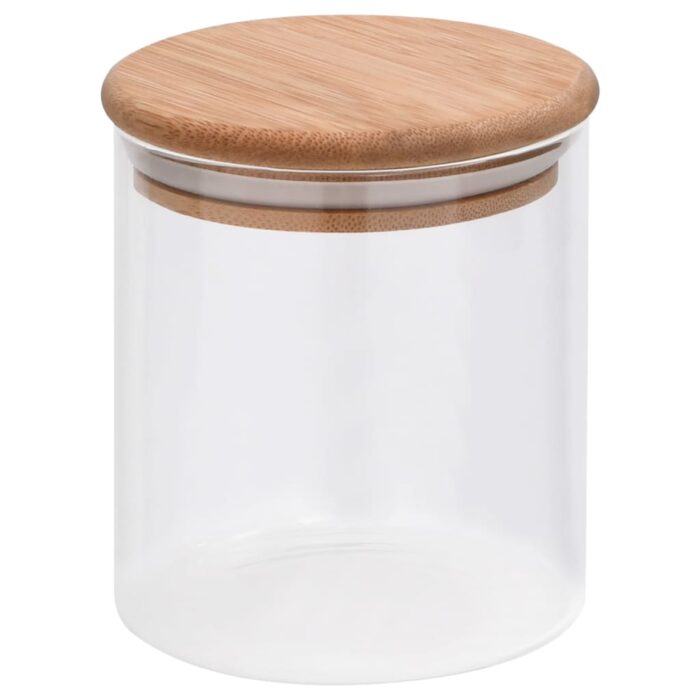 Pots de conservation en verre couvercle en bambou 6 pcs 600 ml – Image 2