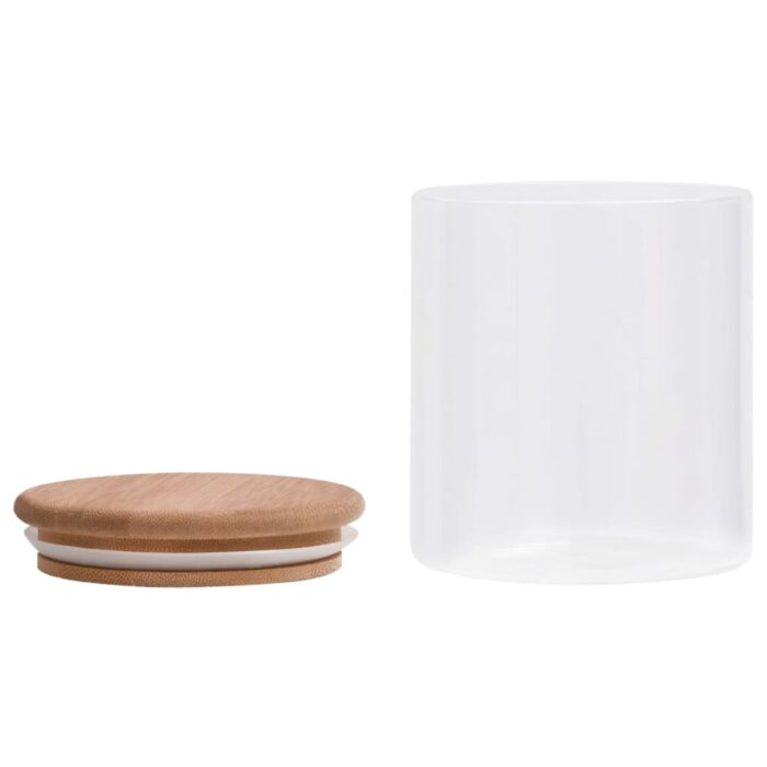 Pots de conservation en verre couvercle en bambou 6 pcs 600 ml – Image 3