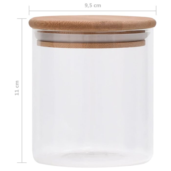 Pots de conservation en verre couvercle en bambou 6 pcs 600 ml – Image 6