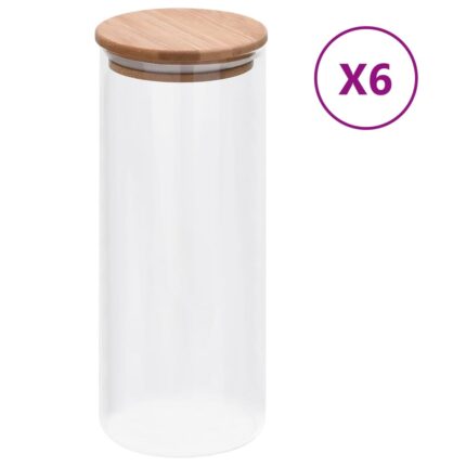Pots de conservation en verre couvercle en bambou 6 pcs 1000 ml