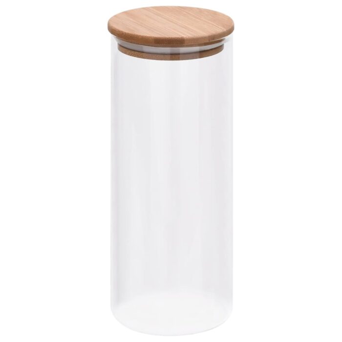 Pots de conservation en verre couvercle en bambou 6 pcs 1000 ml – Image 2