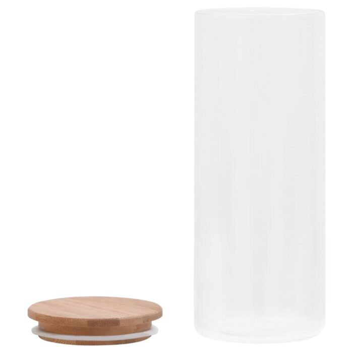 Pots de conservation en verre couvercle en bambou 6 pcs 1000 ml – Image 3