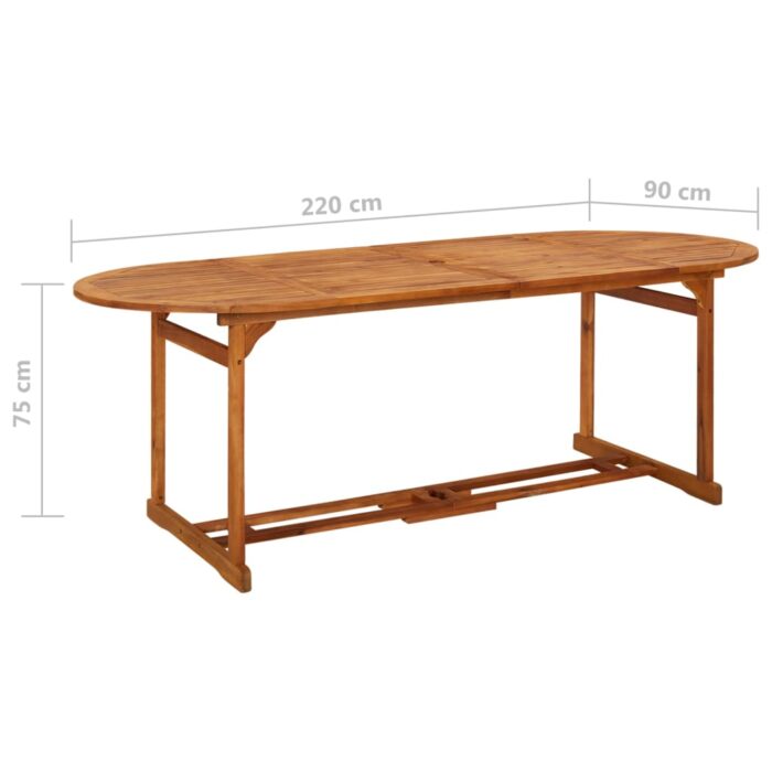 Table à dîner de jardin 220x90x75 cm Bois d'acacia massif – Image 5