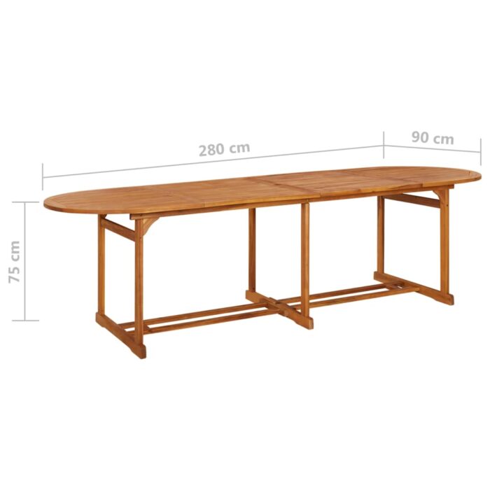 Table à dîner de jardin 280x90x75 cm Bois d'acacia massif – Image 5