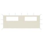 Paroi latérale de belvédère avec fenêtres 6x2 m Crème