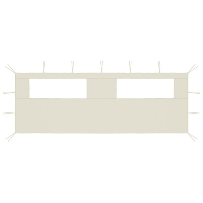 Paroi latérale de belvédère avec fenêtres 6x2 m Crème – Image 1