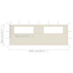 Paroi latérale de belvédère avec fenêtres 6x2 m Crème – Image 3