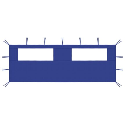 Paroi latérale de belvédère avec fenêtres 6x2 m Bleu