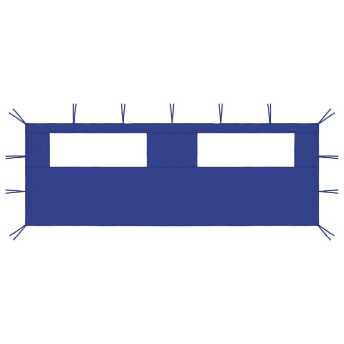 Paroi latérale de belvédère avec fenêtres 6x2 m Bleu – Image 1