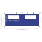 Paroi latérale de belvédère avec fenêtres 6x2 m Bleu – Image 3