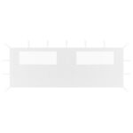 Paroi latérale de belvédère avec fenêtres 6x2 m Blanc