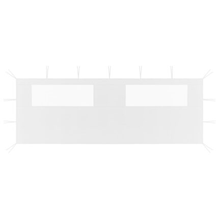 Paroi latérale de belvédère avec fenêtres 6x2 m Blanc