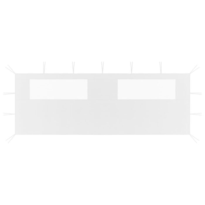 Paroi latérale de belvédère avec fenêtres 6x2 m Blanc – Image 1