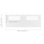 Paroi latérale de belvédère avec fenêtres 6x2 m Blanc – Image 3