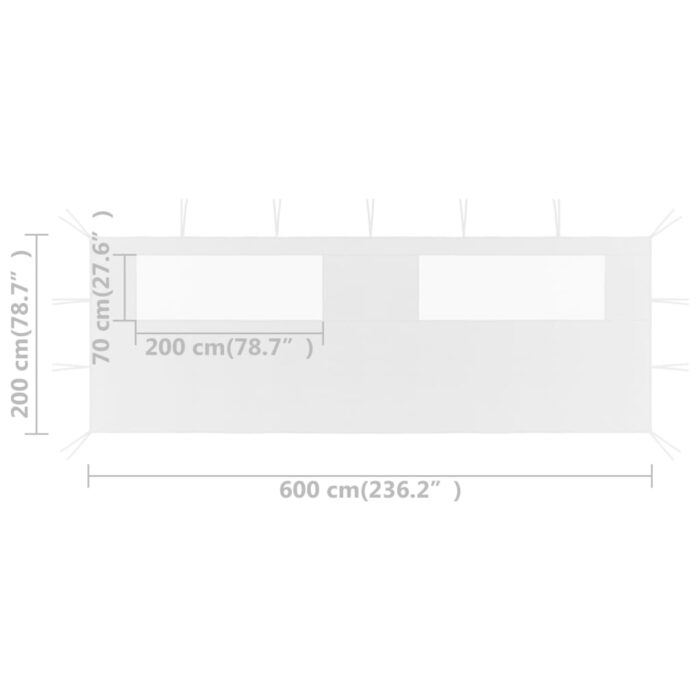 Paroi latérale de belvédère avec fenêtres 6x2 m Blanc – Image 3