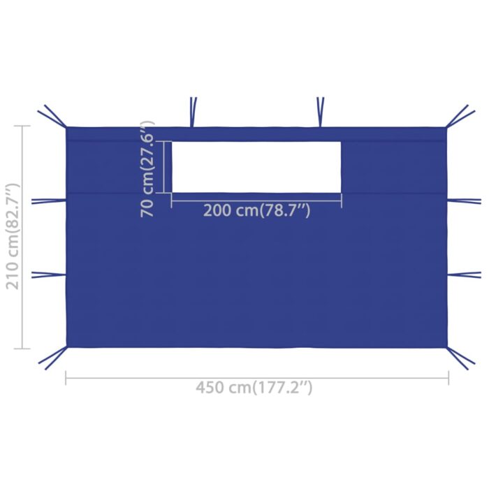 Parois latérales de belvédère avec fenêtres 2 pcs Bleu – Image 4