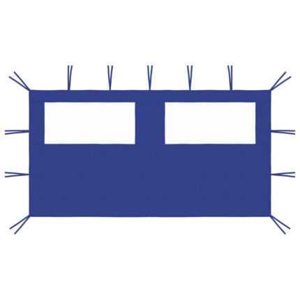 Paroi latérale de belvédère avec fenêtres 4x2 m Bleu
