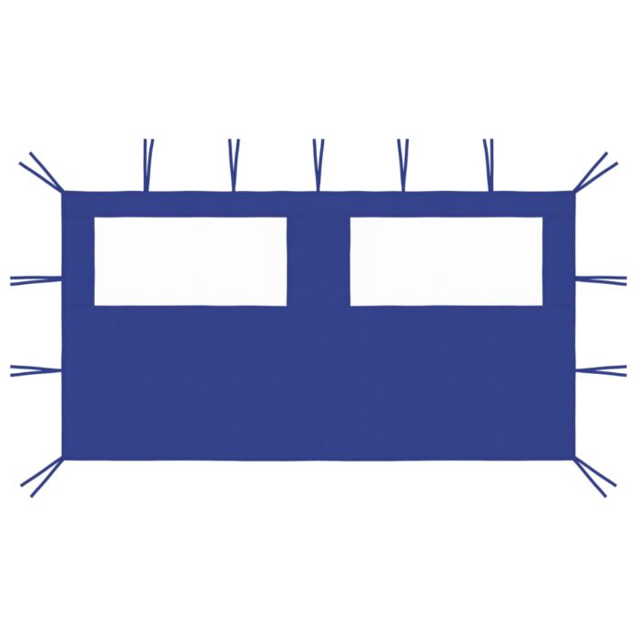 Paroi latérale de belvédère avec fenêtres 4x2 m Bleu – Image 1