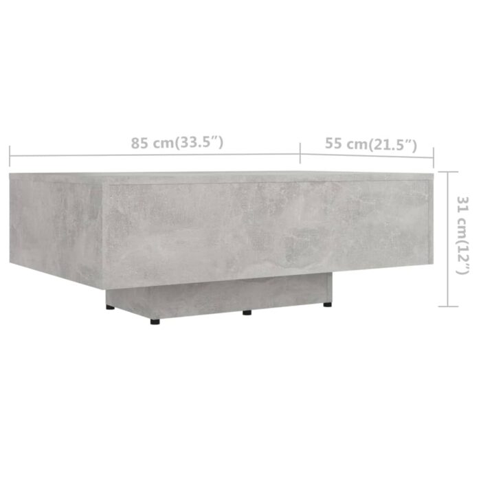 Table basse Gris béton 85x55x31 cm Bois d'ingénierie – Image 4