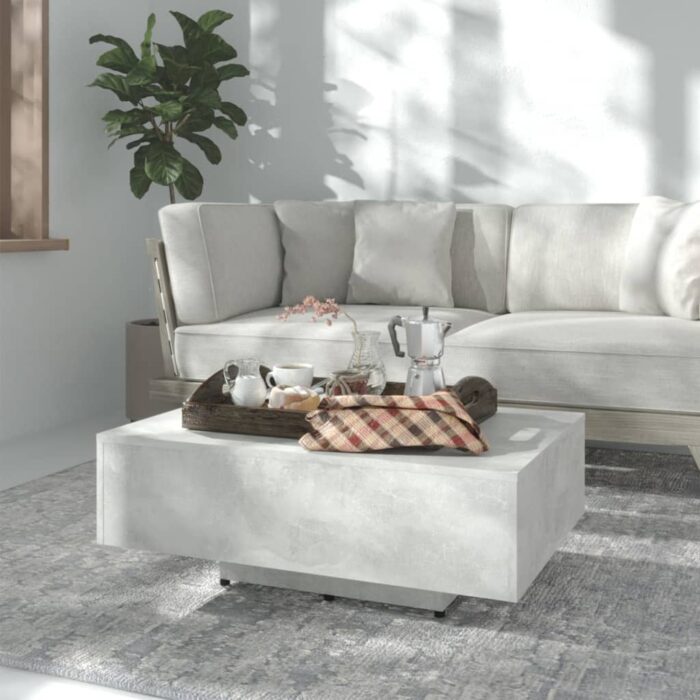 Table basse Gris béton 85x55x31 cm Bois d'ingénierie – Image 1