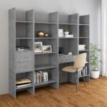 Bibliothèque Gris béton 60x35x180 cm Bois d’ingénierie – Image 2
