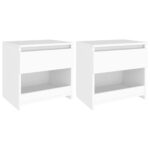 Tables de chevet 2 pcs Blanc 40x30x39 cm Bois d'ingénierie