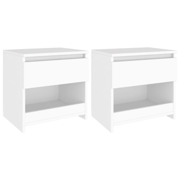 Tables de chevet 2 pcs Blanc 40x30x39 cm Bois d'ingénierie – Image 1