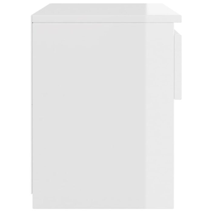 Table de chevet blanc brillant 40x30x39 cm bois d’ingénierie – Image 3