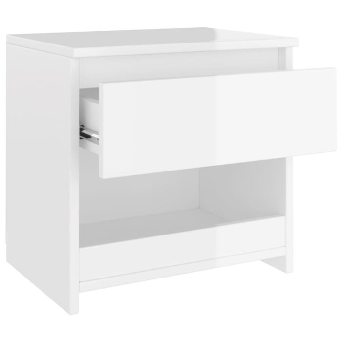 Table de chevet blanc brillant 40x30x39 cm bois d’ingénierie – Image 4