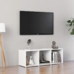 Meuble TV Blanc 107x35x37 cm Bois d’ingénierie