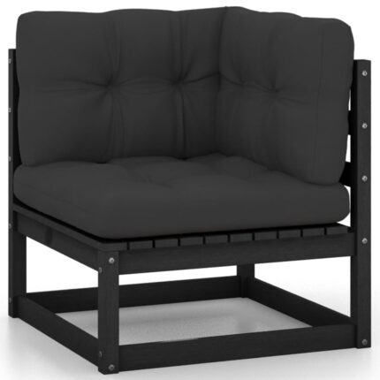 Canapé d'angle de jardin coussins anthracite Bois de pin massif
