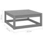 Repose-pied de jardin avec coussin Gris Bois de pin massif – Image 6