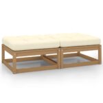 Repose-pieds de jardin avec coussins lot de 2 bois pin massif