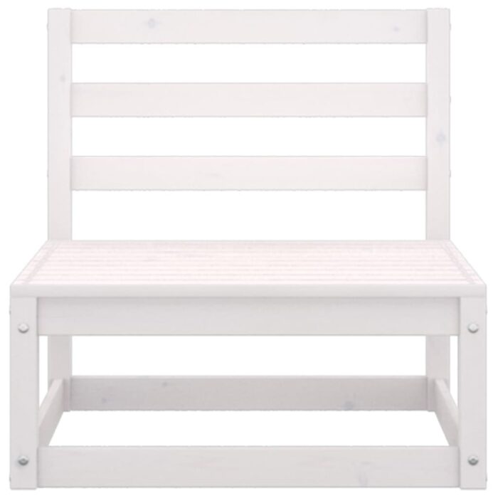 Salon de jardin 2 pcs avec coussins Blanc Bois de pin massif – Image 4